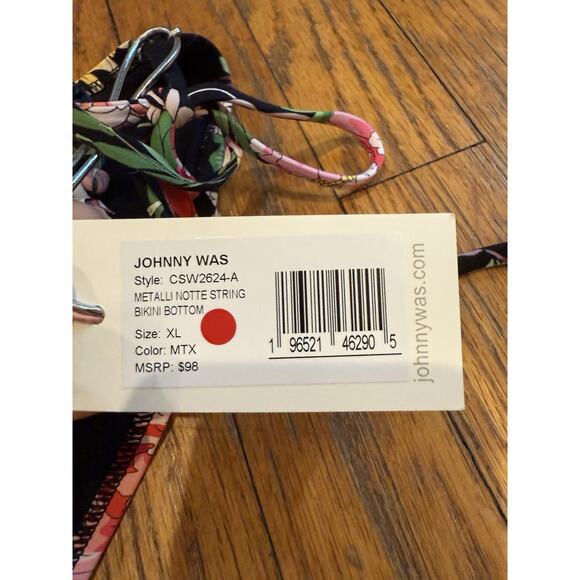 Johnny Was Black Metalli Mix String Bikini Bottom CSW2624-A New XL Bottom Only - Picture 5 of 7